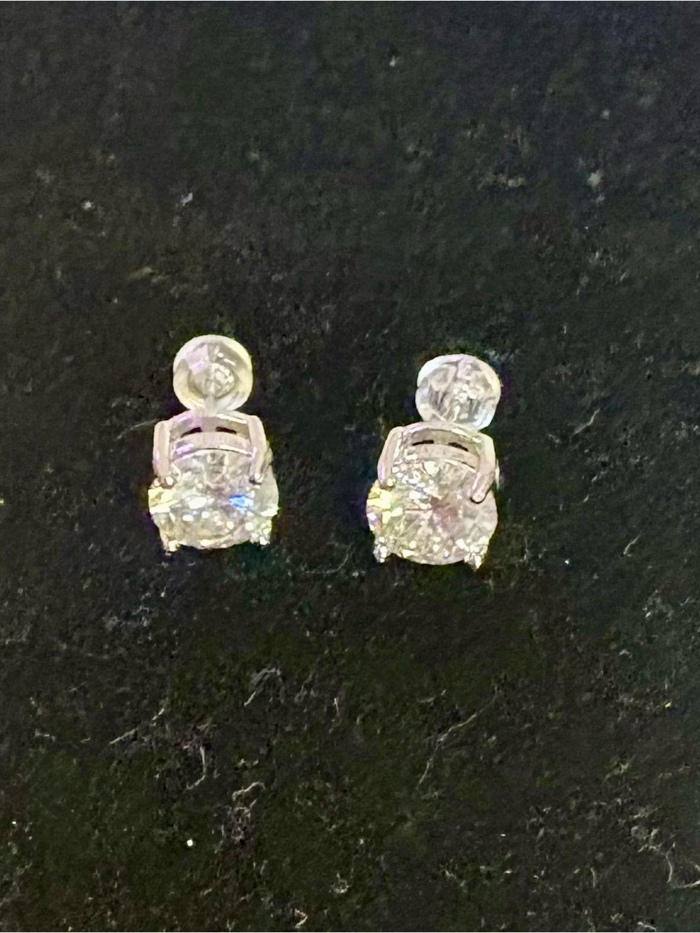 Moissanite and Silver Stud Earrings - Classic Sparkle - Picture 2 of 3